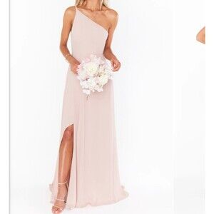 Show me your MuMu Shannon One Shoulder Dress Maxi bridesmaid pale pink SZ M